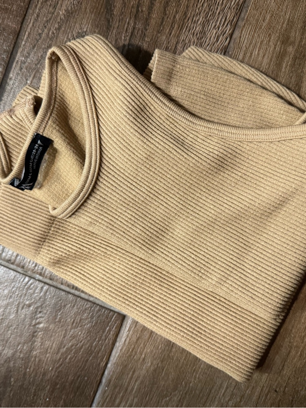 Zara Ribbed Tank & Biker Short Set in Camel